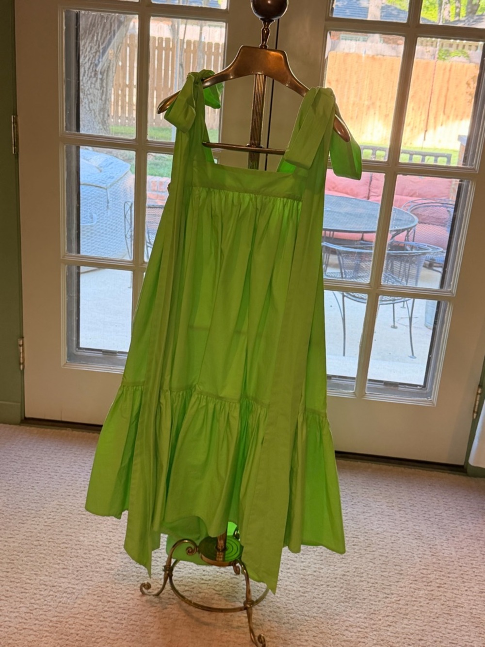 Christopher John Rogers Lime Green Tie-Shoulder High-Low Dress